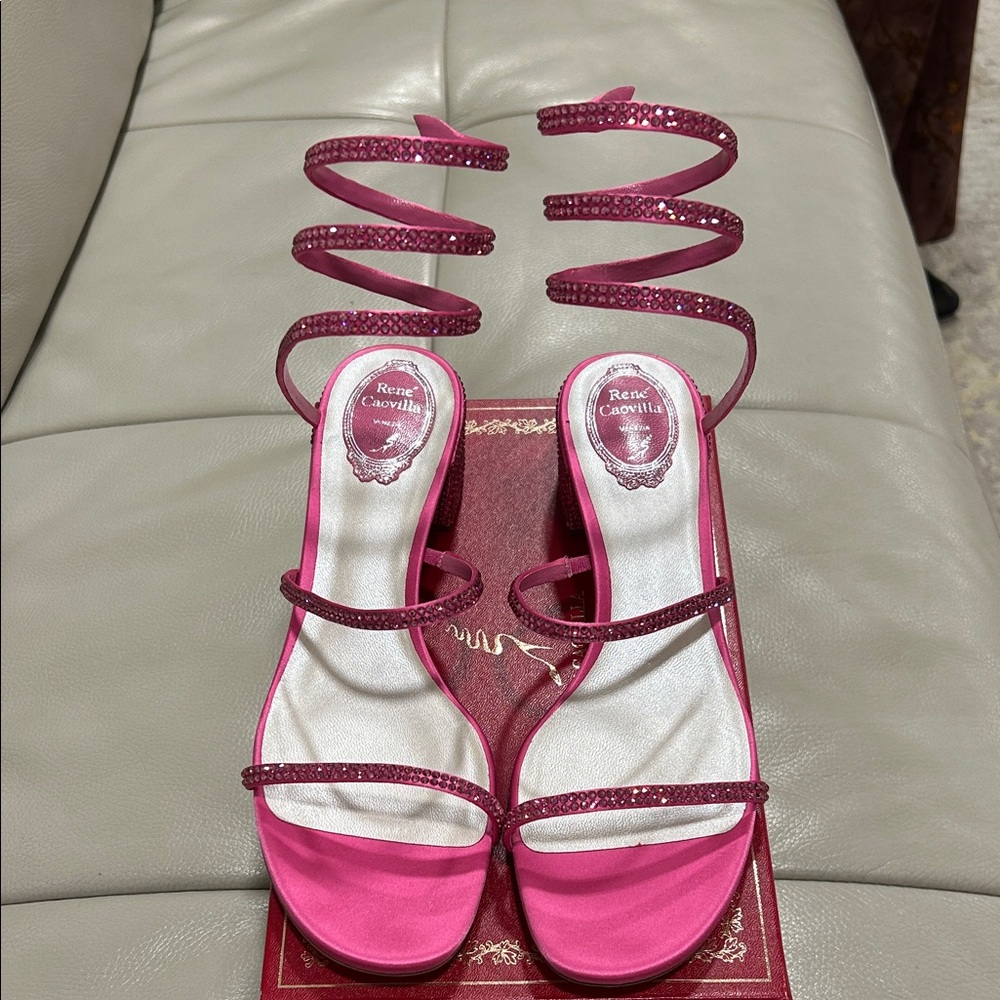 BRAND NEW RENE CAOVILLA Cleo crystal-embellished satin sandals
